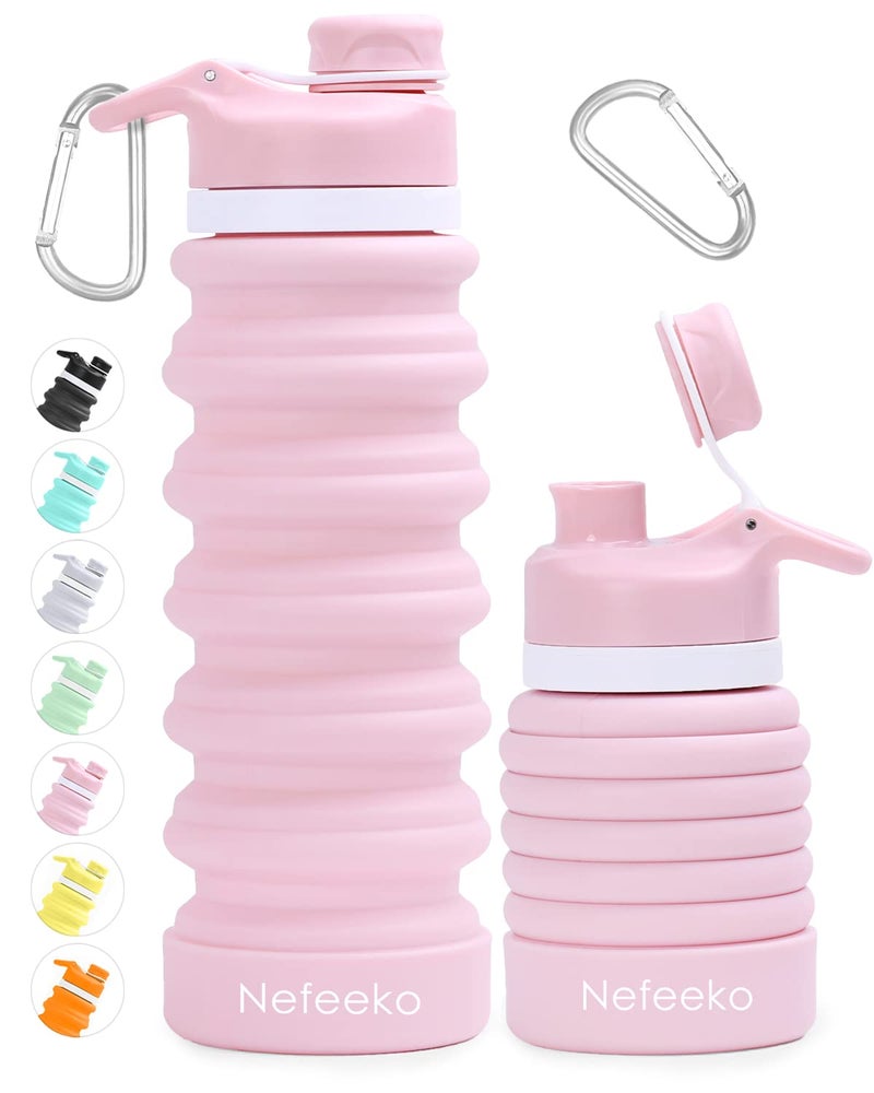 Nefeeko Collapsible Water Bottle, 26oz Silicone Foldable Water Bottles Leakproof BPA Free Travel Water Bottles with Carabiner, Portable Sport Water Bottles for Camping,Hiking Outdoor Indoor Sport - Image 1